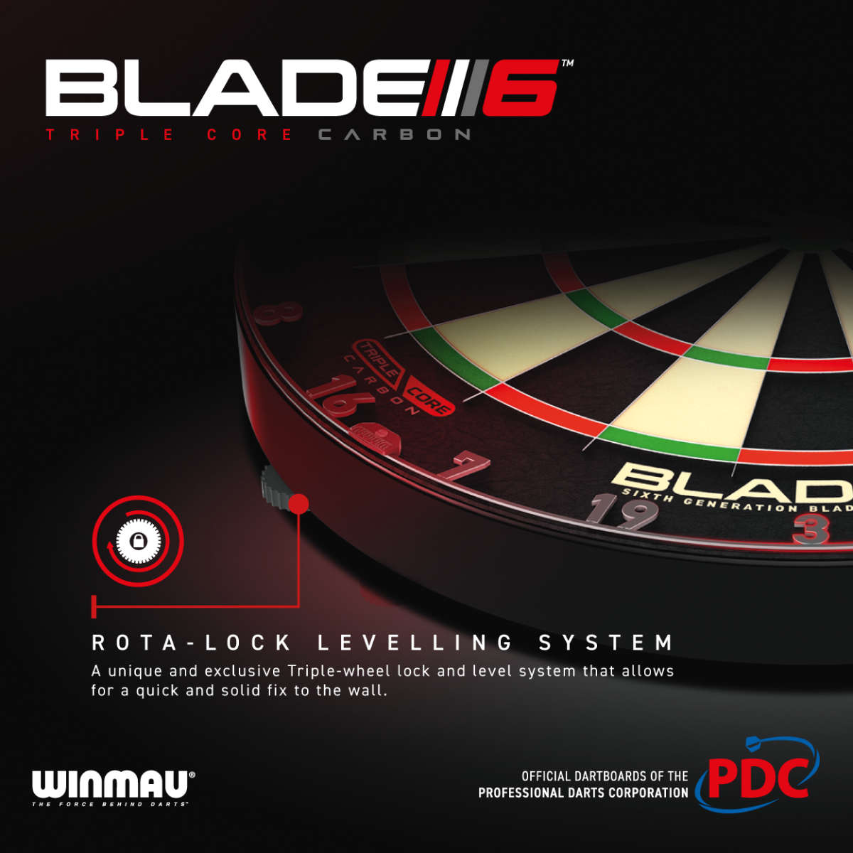 Winmau Blade 6 Triple Core Carbon - Offizielles Dartboard der PDC