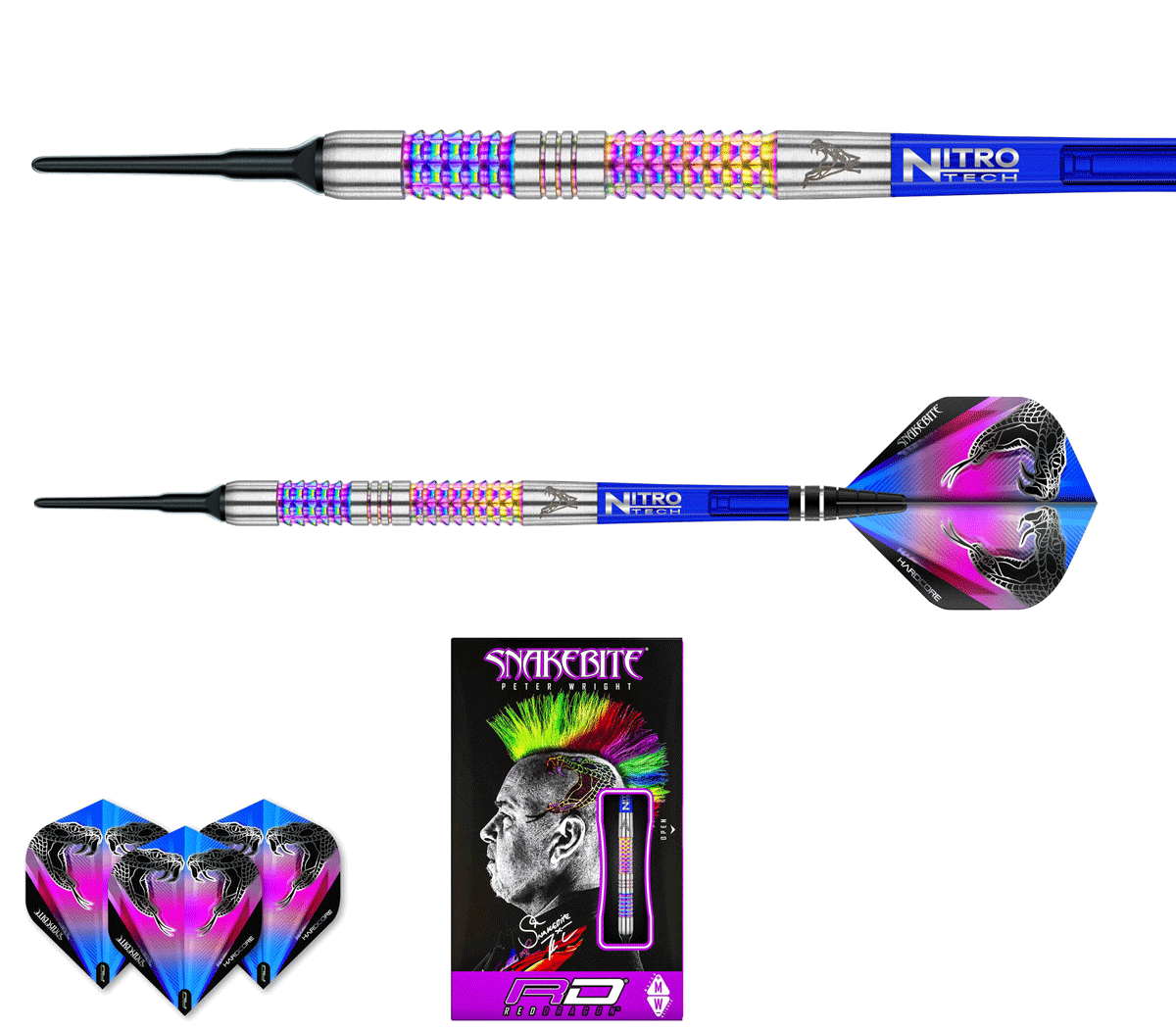 RED DRAGON Peter Wright Snakebite Rainbow Mamba - 18g - 90% T