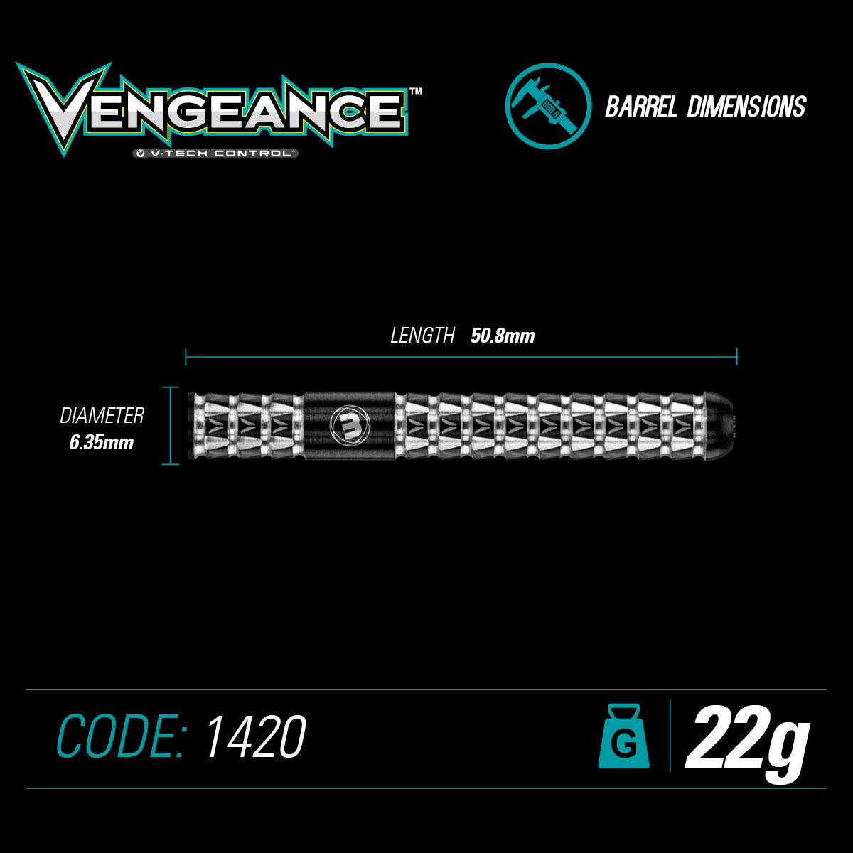 Steeldart WINMAU VENGEANCE - 90% Wolfram - 22g - +/- 0.05g